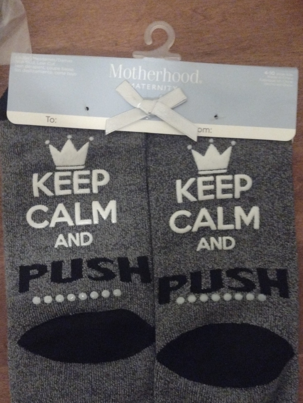 Motherhood Maternity Gray Keep Calm and Push Maternity Socks